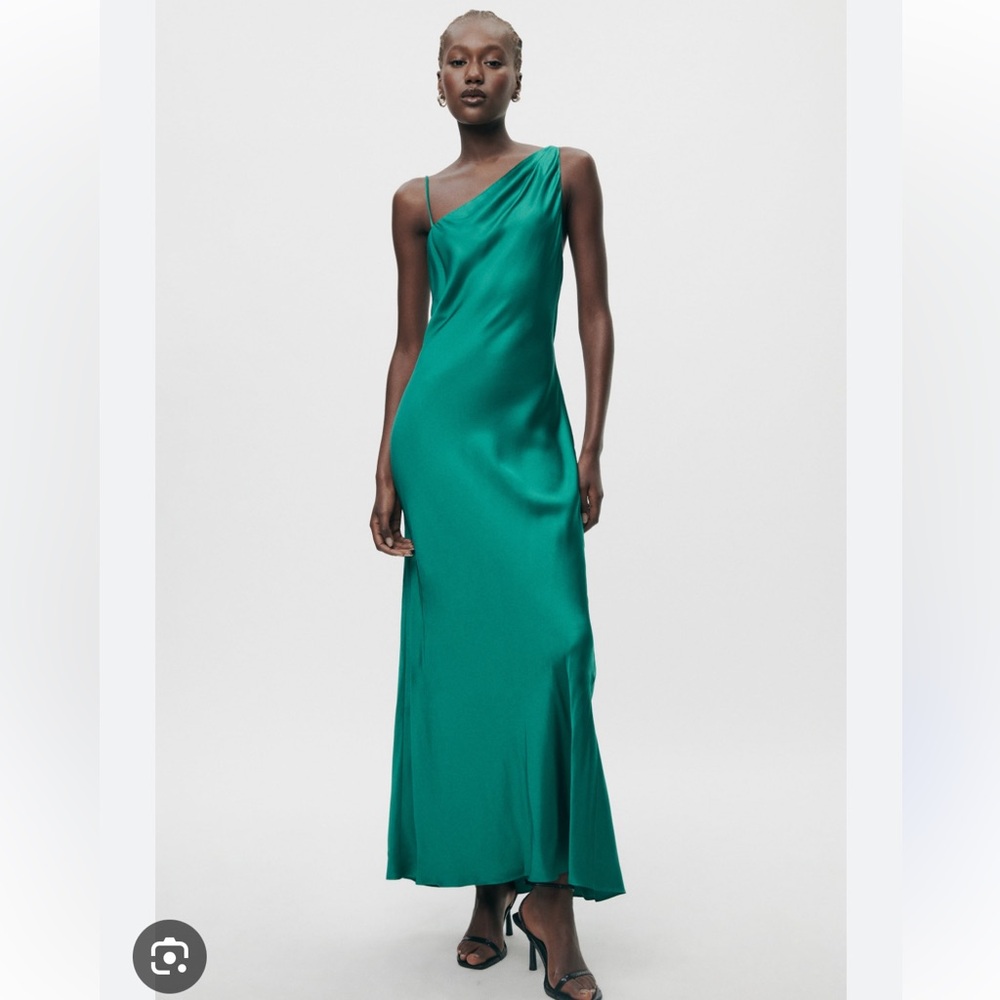 ZARA SATIN EFFECT MIDI DRESS